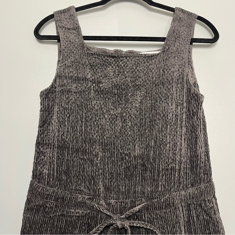 Missing You Already Corduroy Square Neck Jumpsuit Charcoal Gray Women’s Size S - Picture 3 of 12